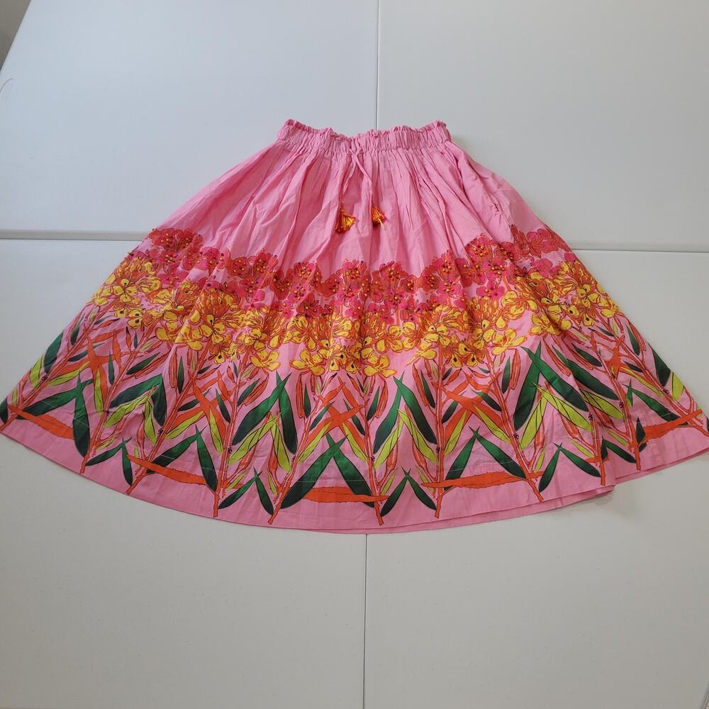 Roopa Pemmaraju Skirt Womens Small Floral Print Boho India Drawstring Pockets